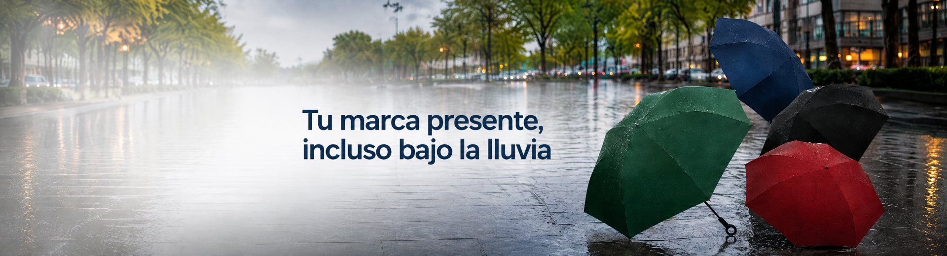 Tu marca presente, incluso bajo la lluvia
