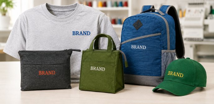 Bordado con hilo sobre prenda textil para artículo promocional